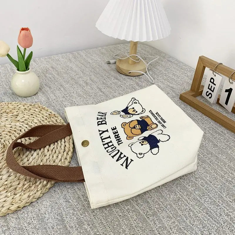 Cute Bear Canvas Mini Tote Bag