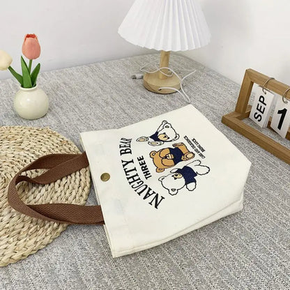 Cute Bear Canvas Mini Tote Bag