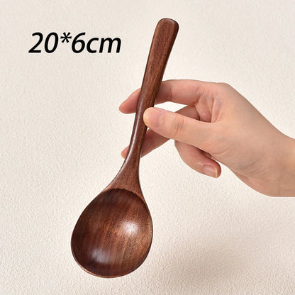 Japanese Style Wooden Soup Spoon with Long Handle
