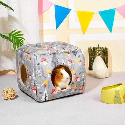 Cozy Washable Guinea Pig Hideout with Cushion for Small Pets