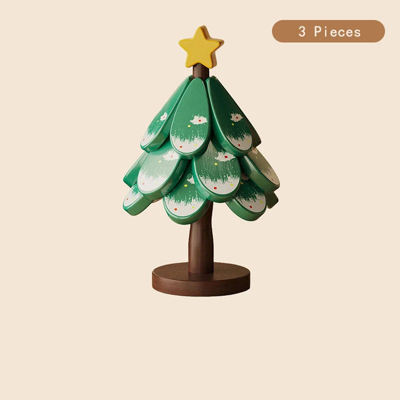 Wooden Christmas Tree Trivet Set