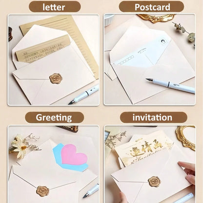 Kraft Paper Envelopes & Letter Sheets with Wax Seal Stickers