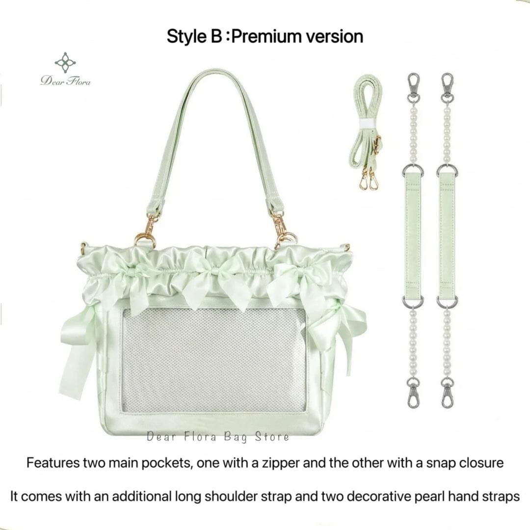 Y2K Bow Satin Crossbody Tote Bag