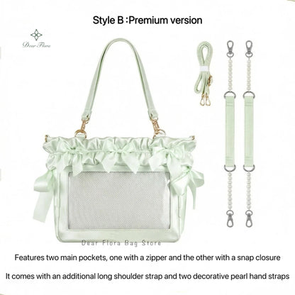 Y2K Bow Satin Crossbody Tote Bag