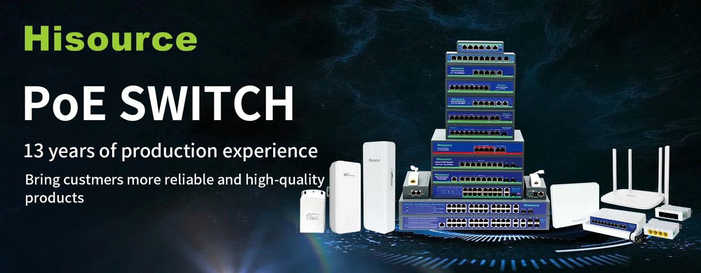 Hisource Fast Ethernet PoE Switch with VLAN Support