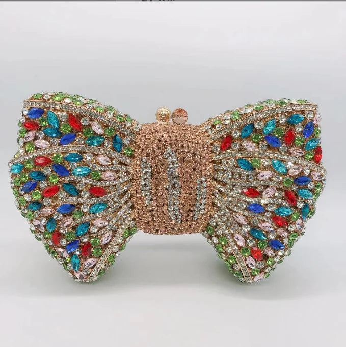 Rhinestone Bow Evening Clutch
