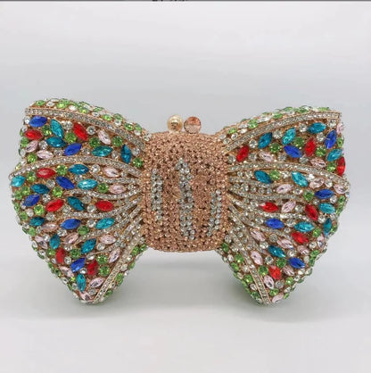 Rhinestone Bow Evening Clutch