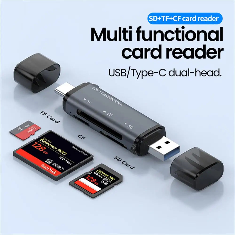 5-in-1 USB & Type-C Card Reader
