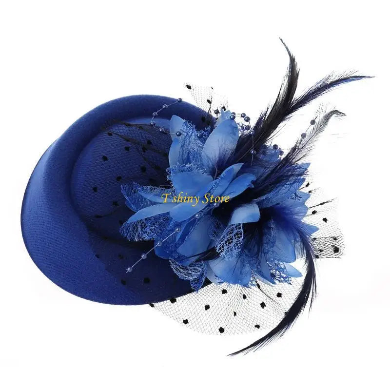 Women Vintage Fascinator Hat with Veil & Flower