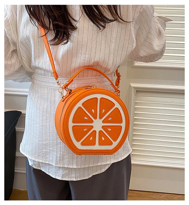Citrus Slice Round Crossbody Bag