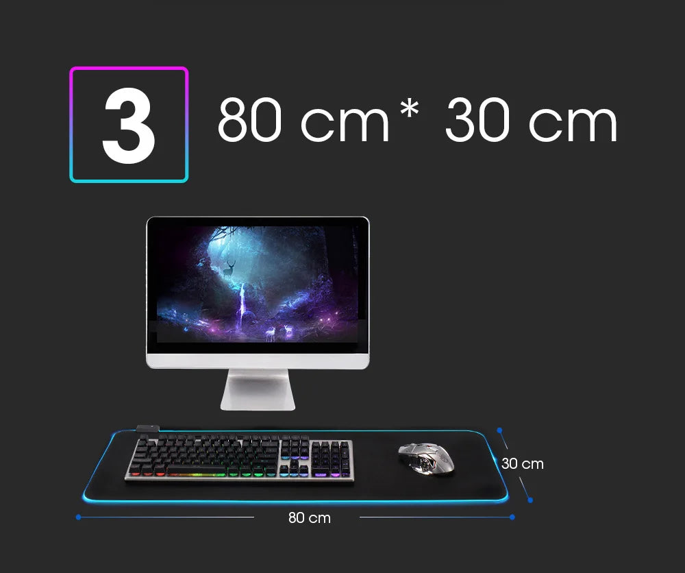 LED Backlit XXL Mouse Pad & Keyboard Mat