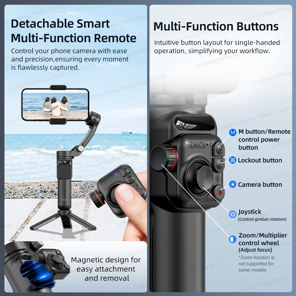 Handheld Gimbal Stabilizer Selfie Tripod with Wireless Remote for Smartphone