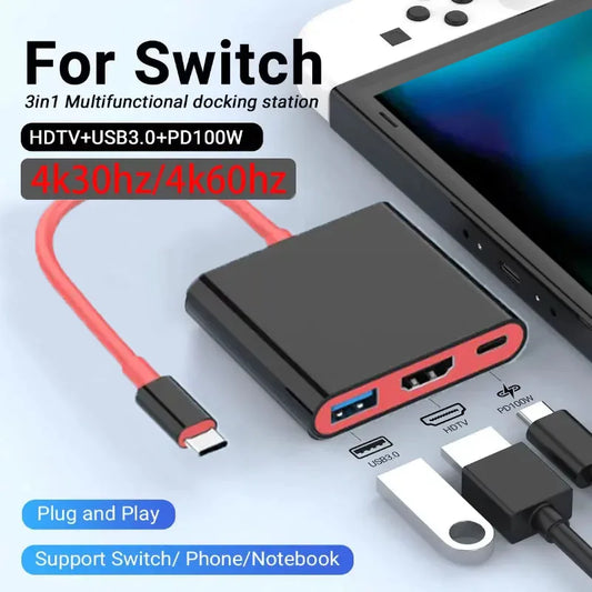 4K HDMI USB 3.0 Hub with 100W PD Charging