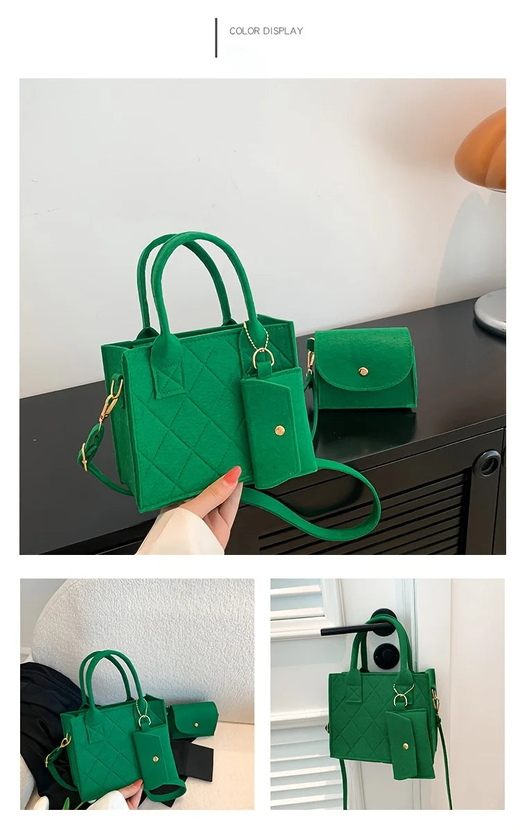 Felt Tote, Crossbody Bag & Wallet Set for Everyday Use