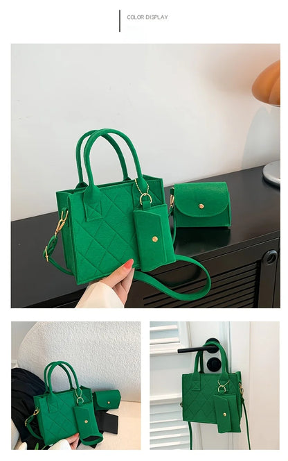 Felt Tote, Crossbody Bag & Wallet Set for Everyday Use