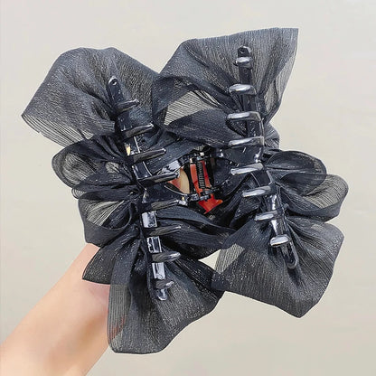 Three Layer Chiffon Bow Hair Claw Clip