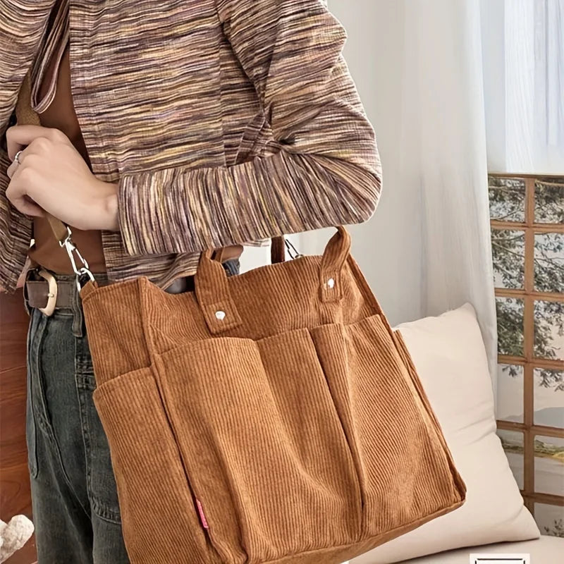 Women’s Corduroy Crossbody Tote Bag