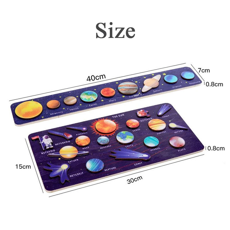 Children Montessori Wooden Solar System Planets Game