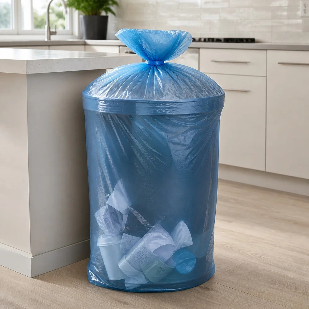 Blue Household Trash Bags – 50-Pack Roll