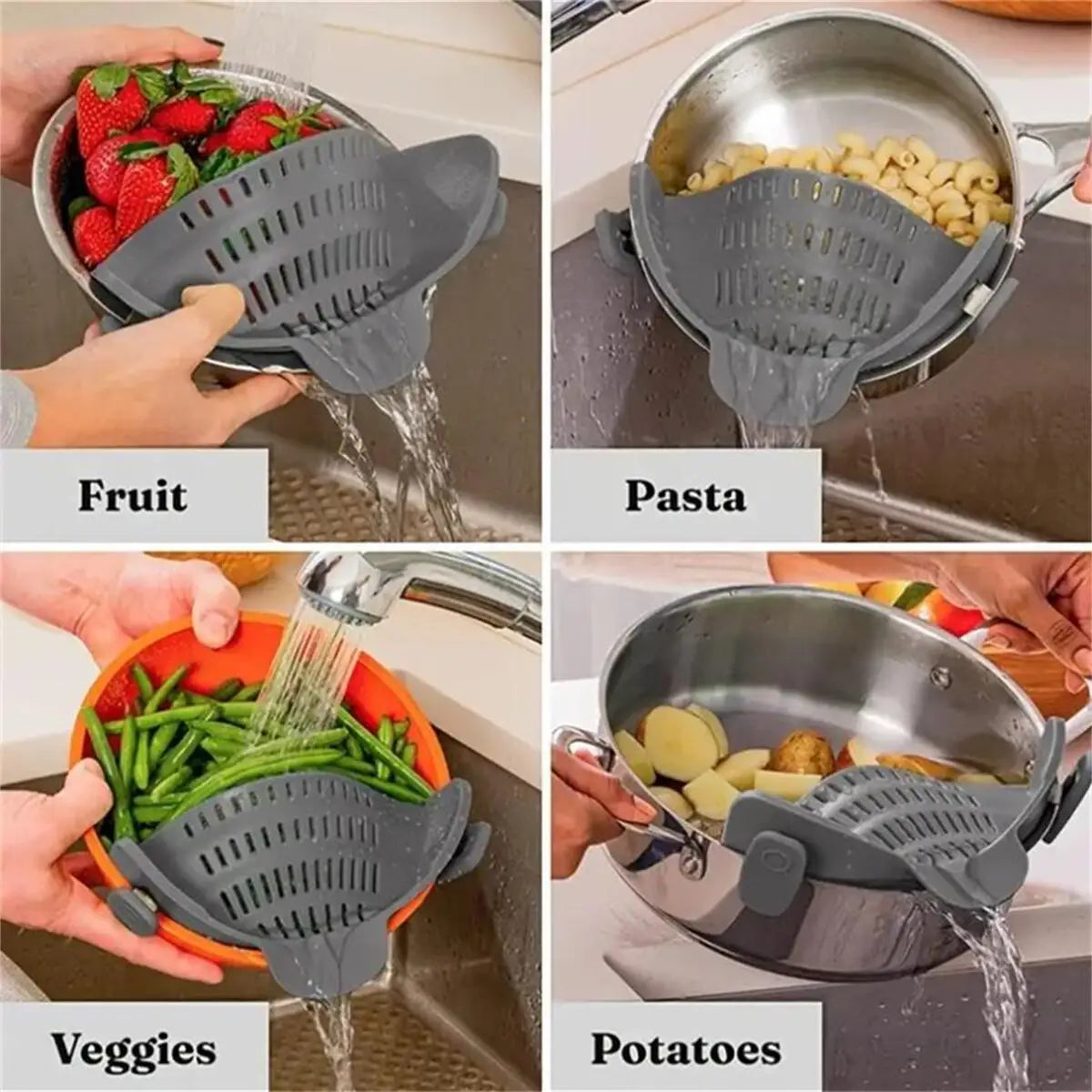 Adjustable Silicone Kitchen Colander Clip