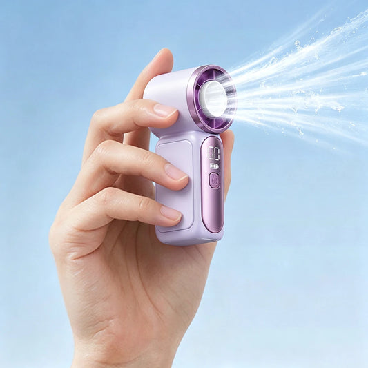 USB Rechargeable Mini Handheld Fan with Digital Display