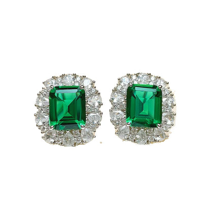 Emerald Cut High Carbon Diamond Silver Earrings