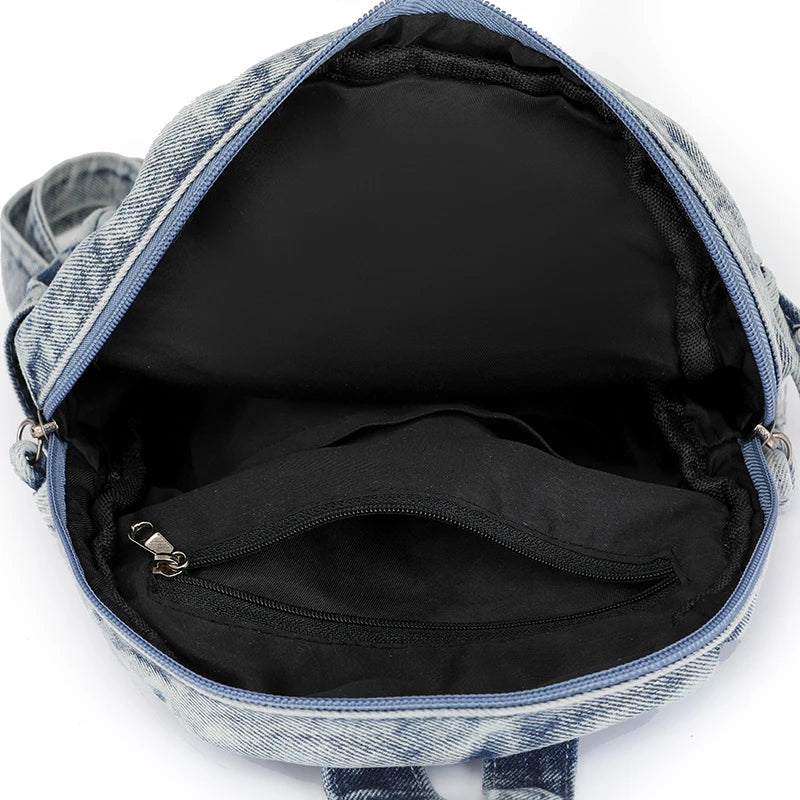 Women’s Washed Denim Casual Backpack