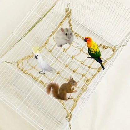 Natural Rope Climbing Net Hammock for Birds & Small Pets