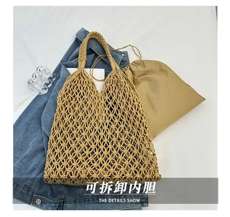 Handwoven Mesh Summer Tote Bag