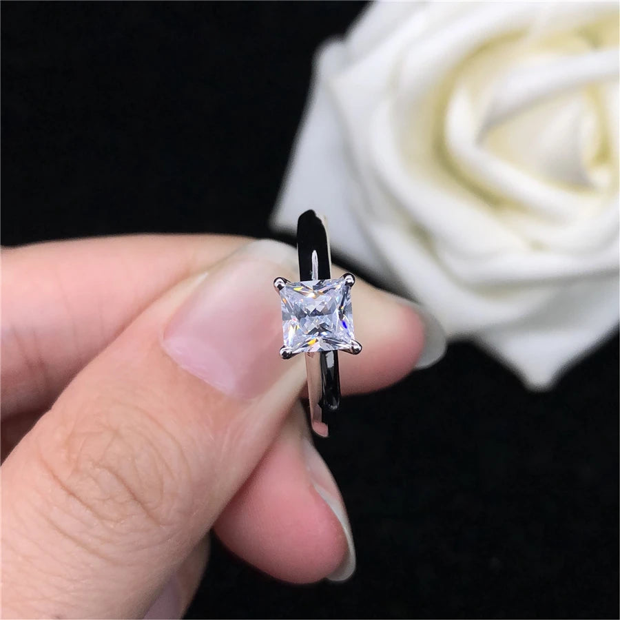 1CT Princess-Cut Moissanite Engagement Ring