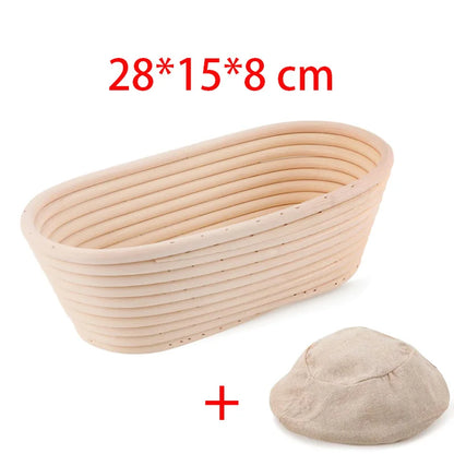 Oval Rattan Banneton Proofing Basket for Sourdough Bread with Washable Linen Liner