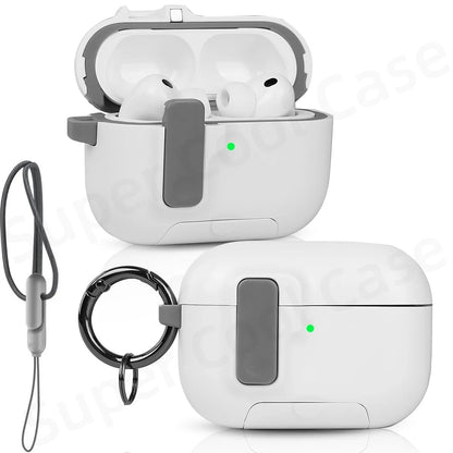 AirPods Pro 3 Protective Case with Secure Lock, Phone Stand & Lanyard