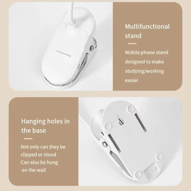 Rechargeable LED Desk Lamp with Folding Clamp