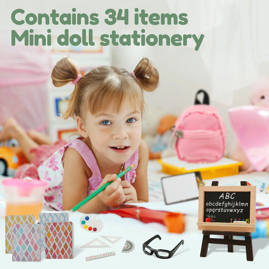Mini Dollhouse School Supplies Set