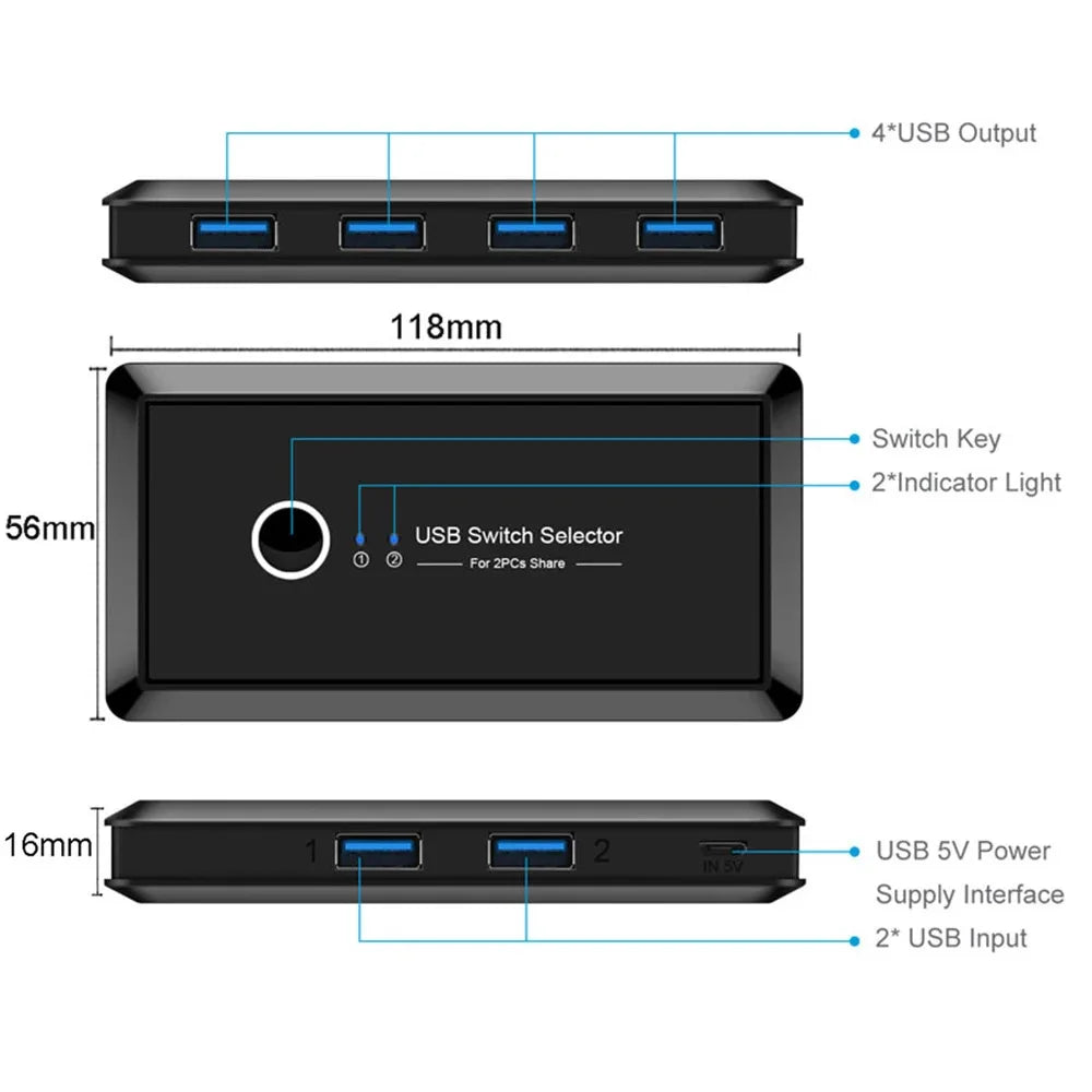 USB 3.0 Sharing Switch for 2 Computers