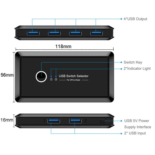 USB 3.0 Sharing Switch for 2 Computers