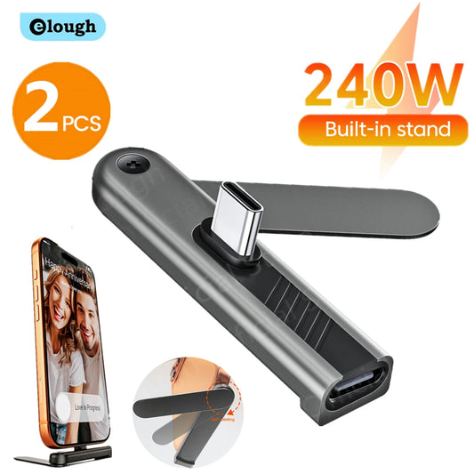 240W USB-C to USB-C Adapter with 360° Rotating Phone Stand