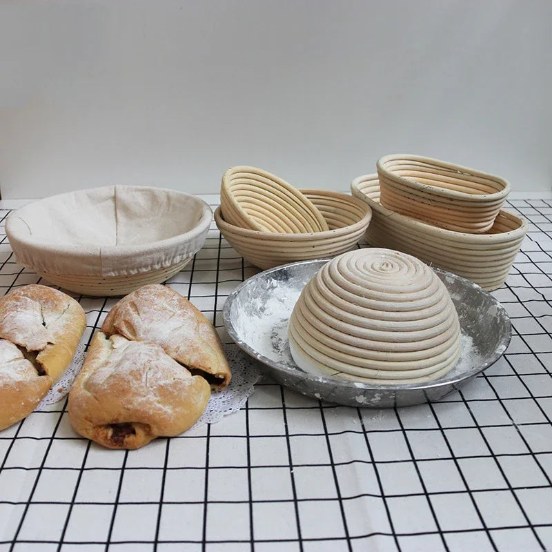 Oval Rattan Banneton Proofing Basket for Sourdough Bread with Washable Linen Liner