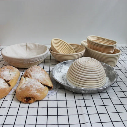Oval Rattan Banneton Proofing Basket for Sourdough Bread with Washable Linen Liner