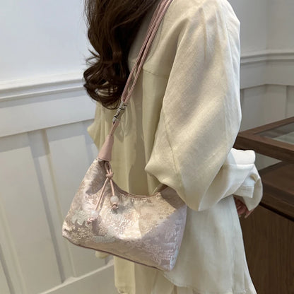 Chinese Embroidered Canvas Shoulder Handbag