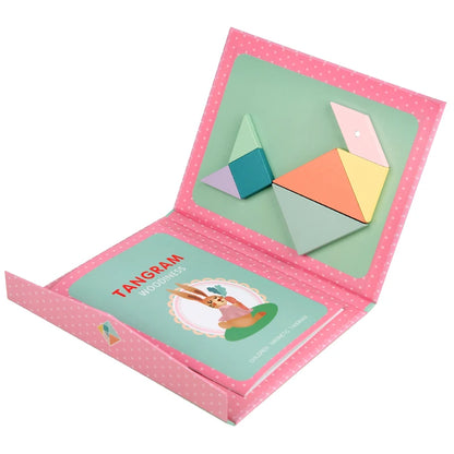 Wooden Jigsaw Magnetic Tangram Puzzle Book
