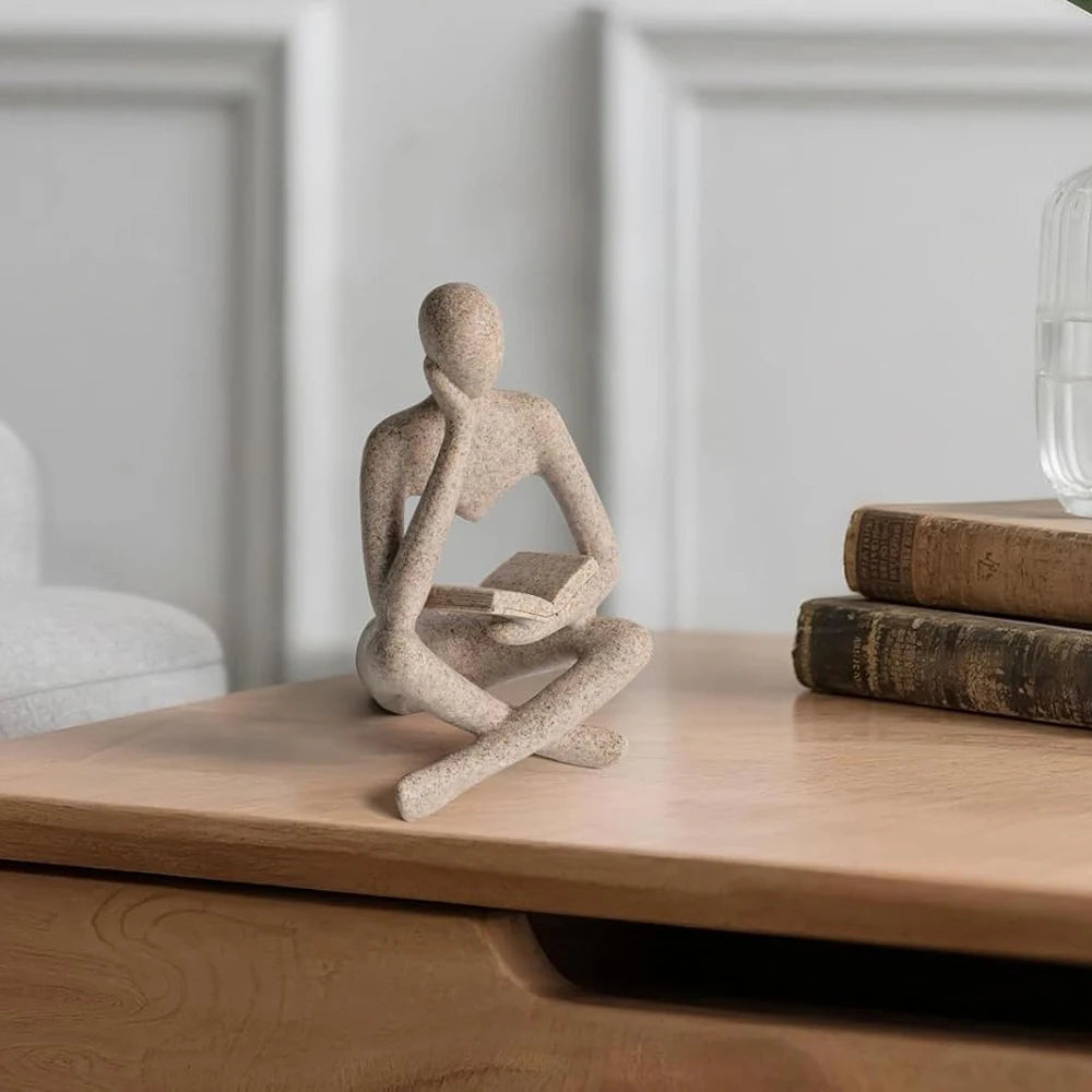 Abstract Thinker Reading Sculpture