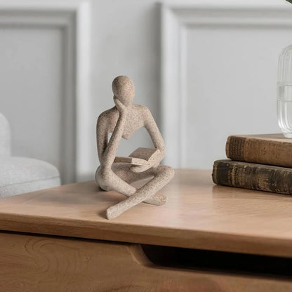 Abstract Thinker Reading Sculpture