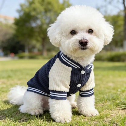 Pet Baseball Jacket – Warm Fleece Dog Coat with Embroidery