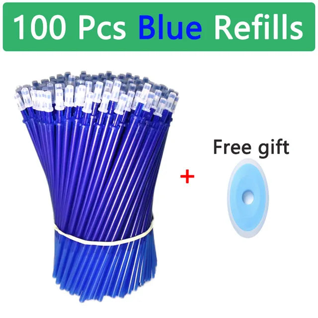 100-Pack 0.5mm Erasable Gel Ink Refills with Bonus Erasers