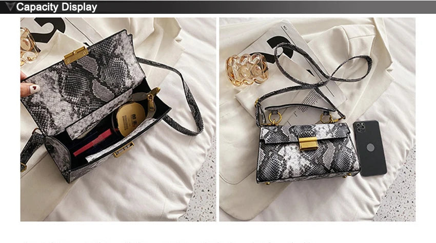Luxury Snake Pattern Crossbody Shoulder Bag