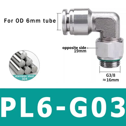 304 Stainless Steel Pneumatic Hose Connector Set