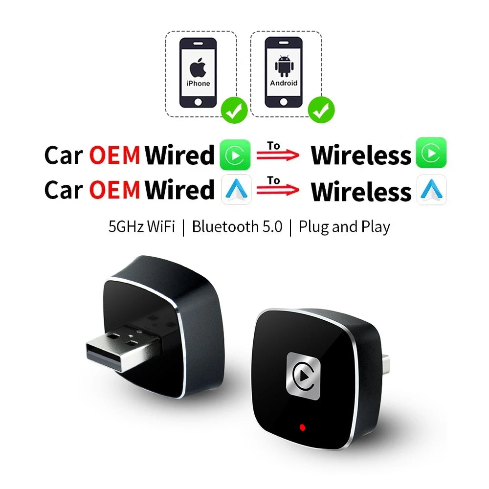 Wireless 2 in1 Carplay Adapter for Android IPhone