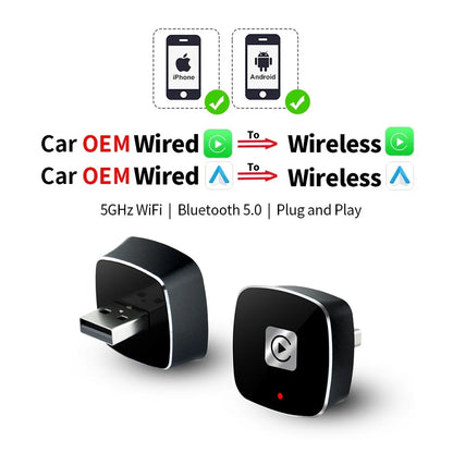 Wireless 2 in1 Carplay Adapter for Android IPhone