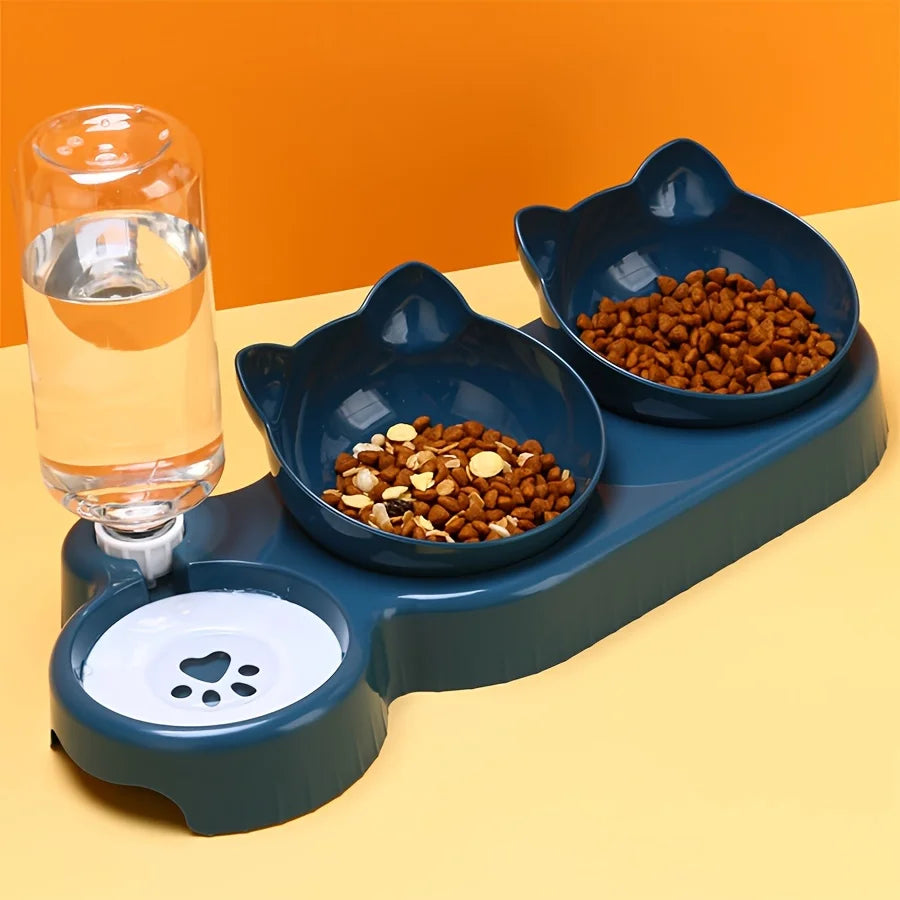 3-in-1 Cat Feeding & Water Station